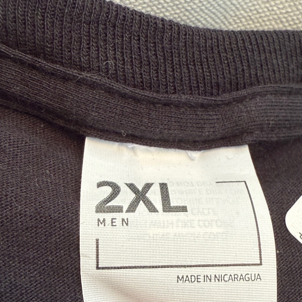 Black Graphic T-Shirt with Red and White Print - Picture 2 of 4